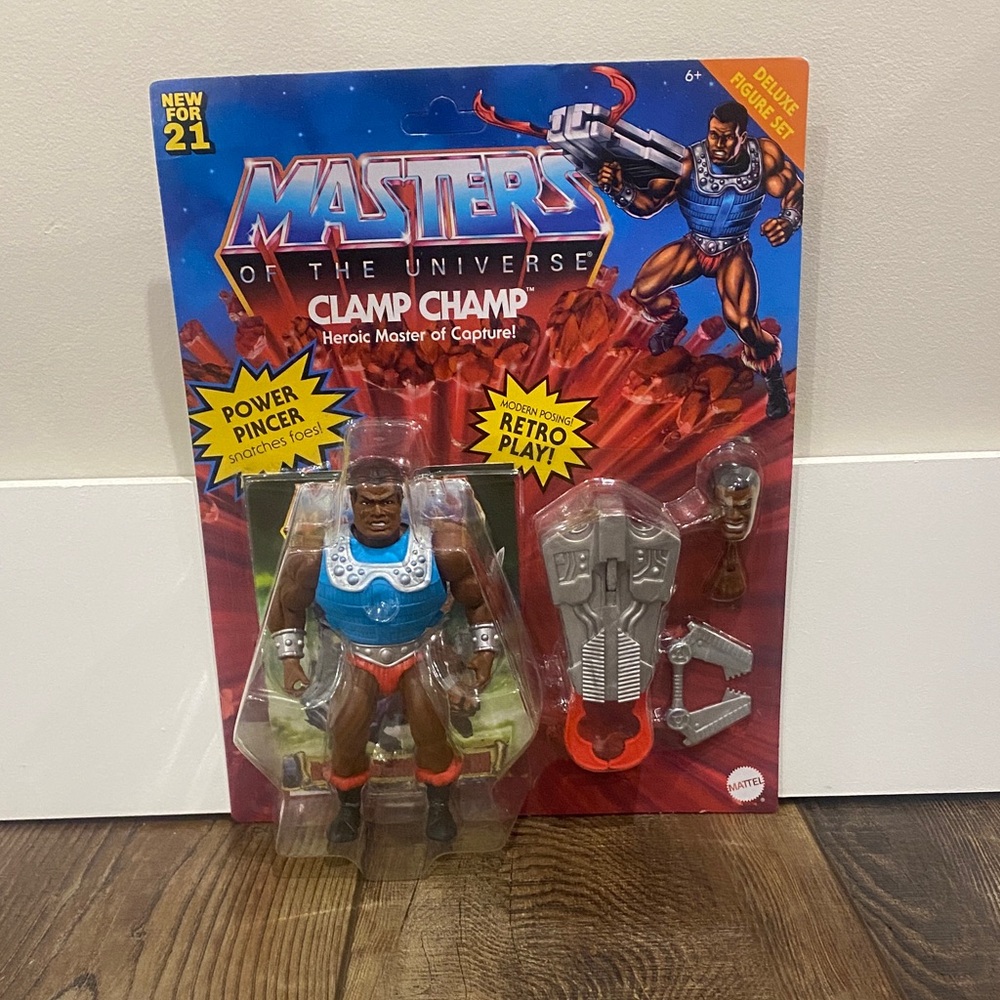 Brand New Mattel Masters of the Universe Clamp Champ Figure - Blue and Silver